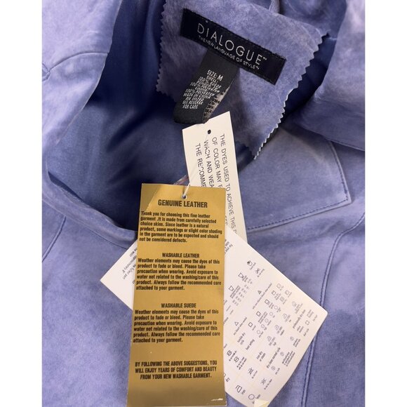 Dialogue Women’s Suede Leather Blazer Jacket Periwinkle Sz. M Washable New - Picture 5 of 6